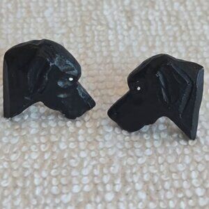Vintage Black Lab Dog Head Cuff Links